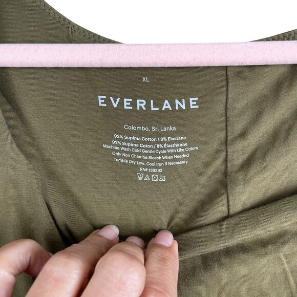 Everlane One Piece Bodysuit Thong Long Sleeve Sage Green XL Supima Square Neck - Picture 3 of 8
